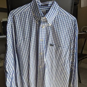 Facconable button up blue checkered shirt XL